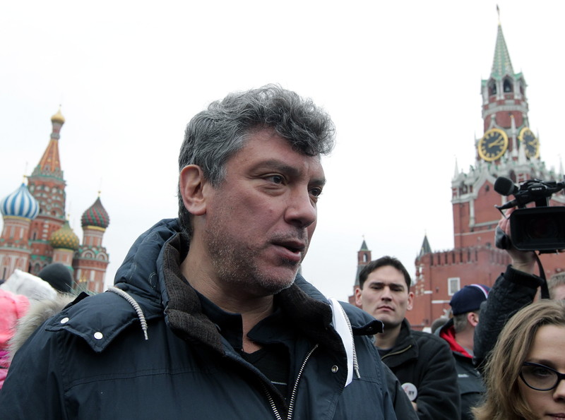 Opposition members protest on the Red square in Moscow